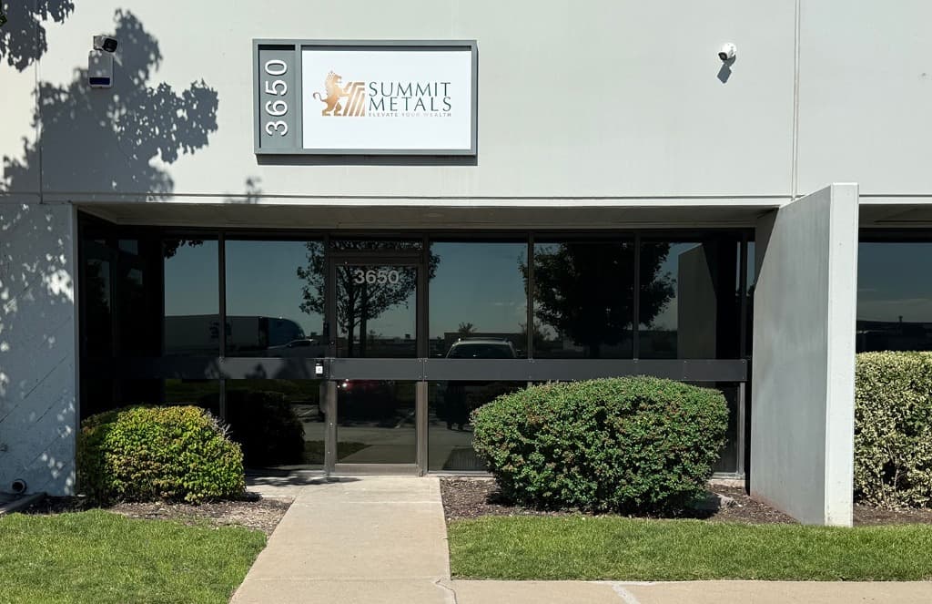 The Summit Metals storefront at 3650 W 2100 S: a glass entrance under the Summit Metals sign, with 3650 beside it